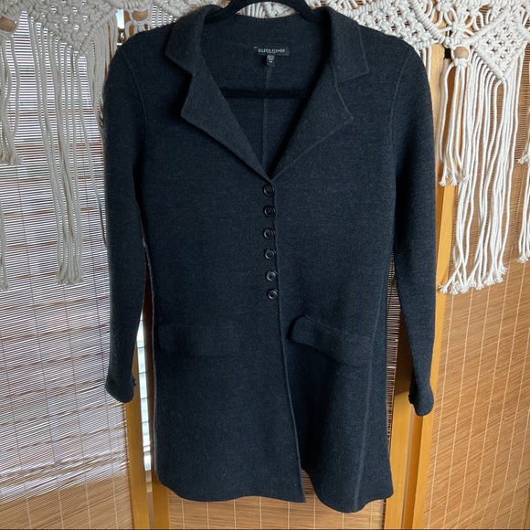 Eileen Fisher Sweaters - Eileen Fisher Marino Wool Cardigan Sweater Gray PP